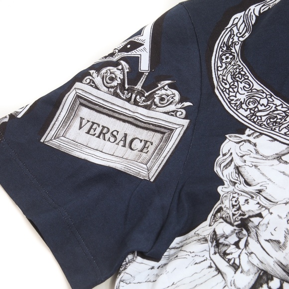 Versace NWT $695 Blue & Orange w/ White Medusa Tee - Picture 4 of 10